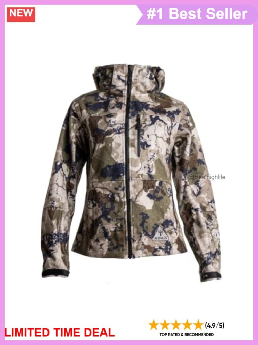 Wind Defender Fleece Camo Jacket Zip-Off Hood Fitted Outdoor